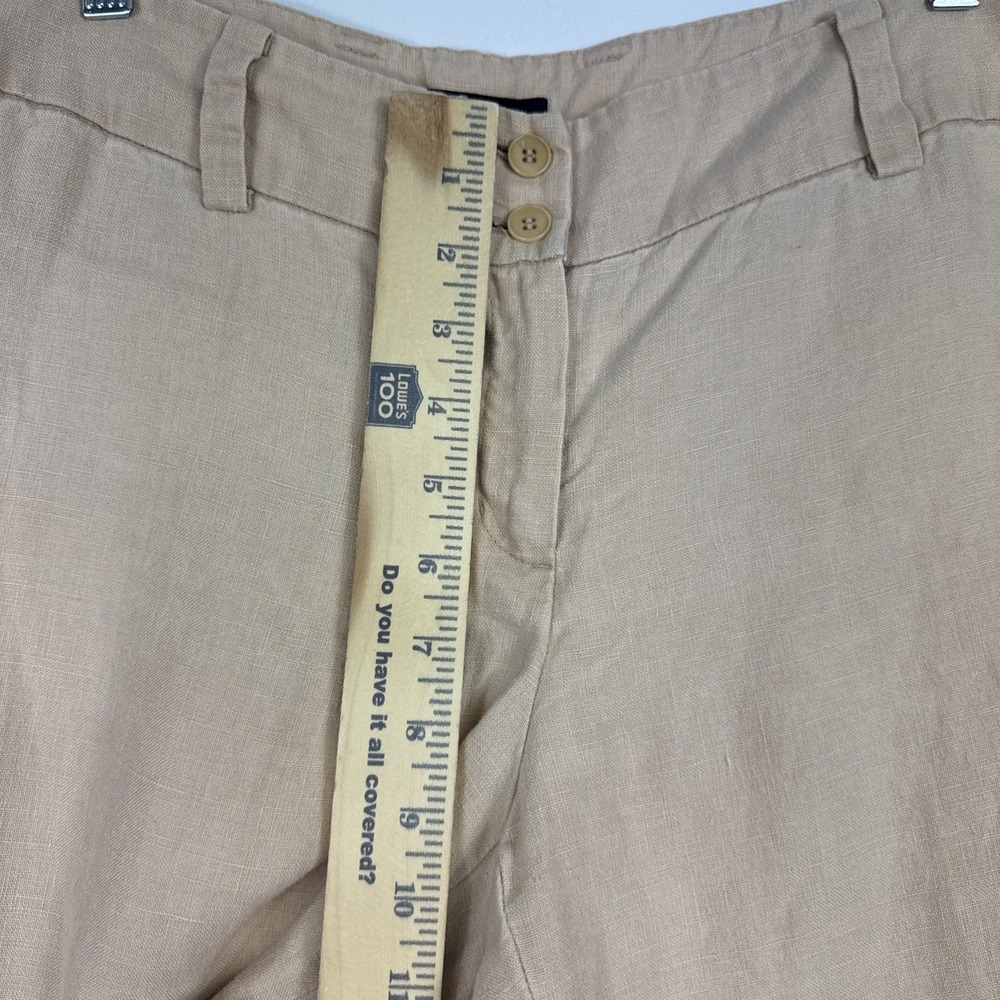 FOCUS 2000 Capri Pants Women's 6 Peach Tan 100% Linen Wide Leg Crop (Waist 32") - Picture 10 of 11